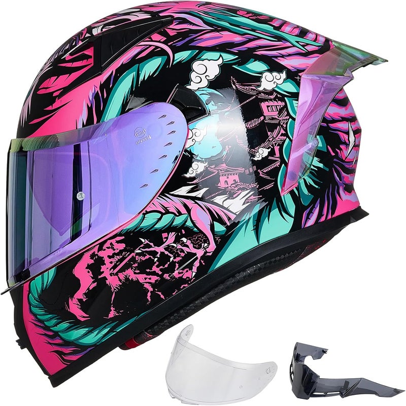 ILM Full Face Motorcycle Helmet with Clear & Tinted Visors - DOT Model Z501 - Image 1