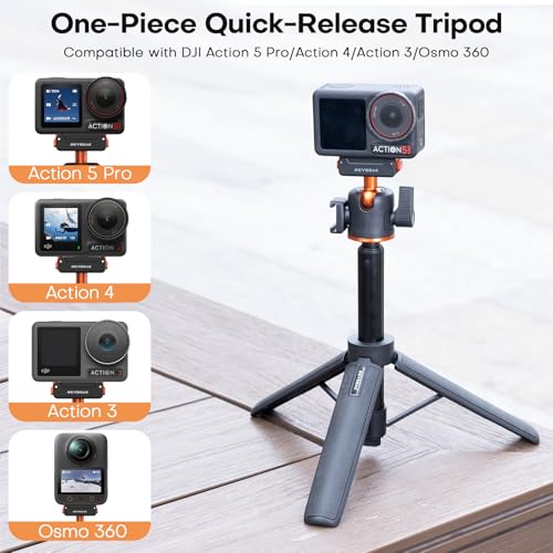 REYGEAK Magnetic Extension Tripod for DJI Osmo 360 Action 5 Pro/4/3,21’’ Adjustable Camera Stick Holder,with Cold Shoe,Quick Release Mount Adapter for DJI OSMO Action Accessories - Image 2