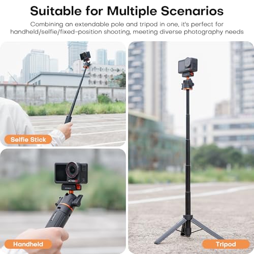 REYGEAK Magnetic Extension Tripod for DJI Osmo 360 Action 5 Pro/4/3,21’’ Adjustable Camera Stick Holder,with Cold Shoe,Quick Release Mount Adapter for DJI OSMO Action Accessories - Image 4