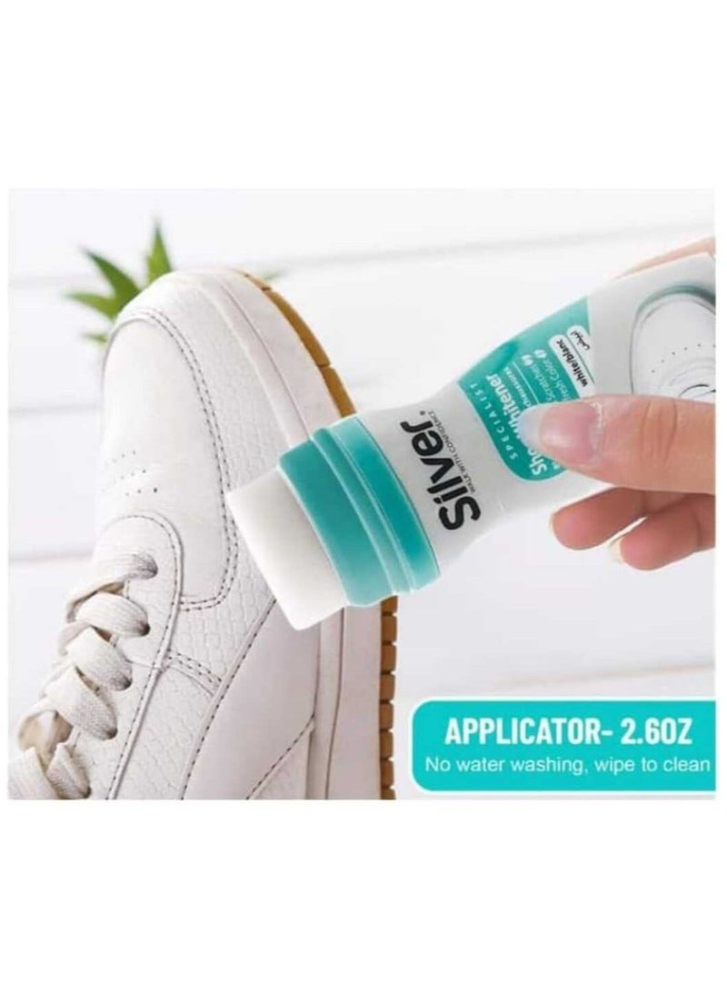Silver Shoe Polish with Easy to Use Sponge Top White 75ml - Image 3