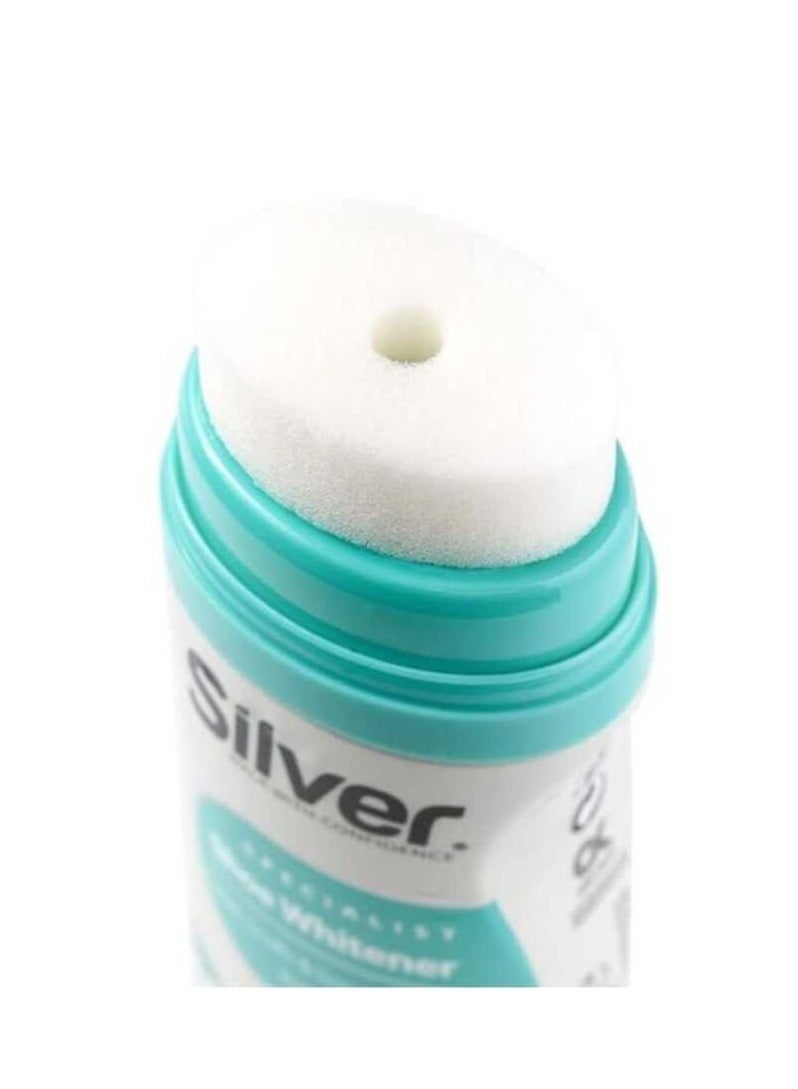 Silver Shoe Polish with Easy to Use Sponge Top White 75ml - Image 2