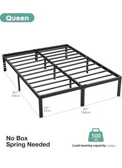 Yanara 160x200 cm Metal Platform Family Bed Frame with Storage Space, 35 cm Height, Heavy Duty Steel Support, Easy Assembly, No Box Spring Needed  - Image 3