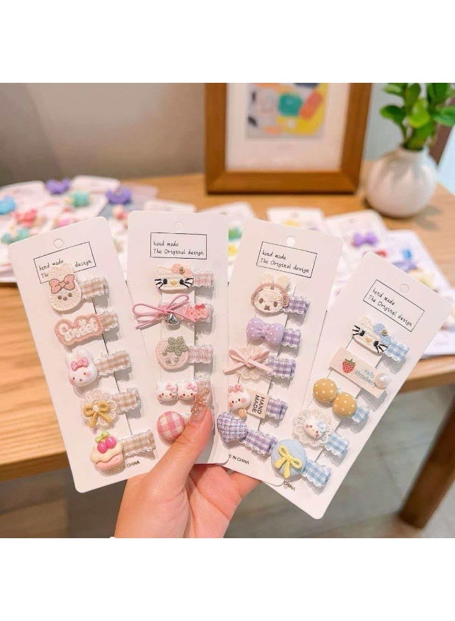 Kids' Cartoon Fabric Hair Clips Set of 20, Cute Plaid Side Bang Pins for ToddlersKids' Cartoon Fabric Hair Clips Set of 20, Cute Plaid Side Bang Pins for Toddlersv - Image 1