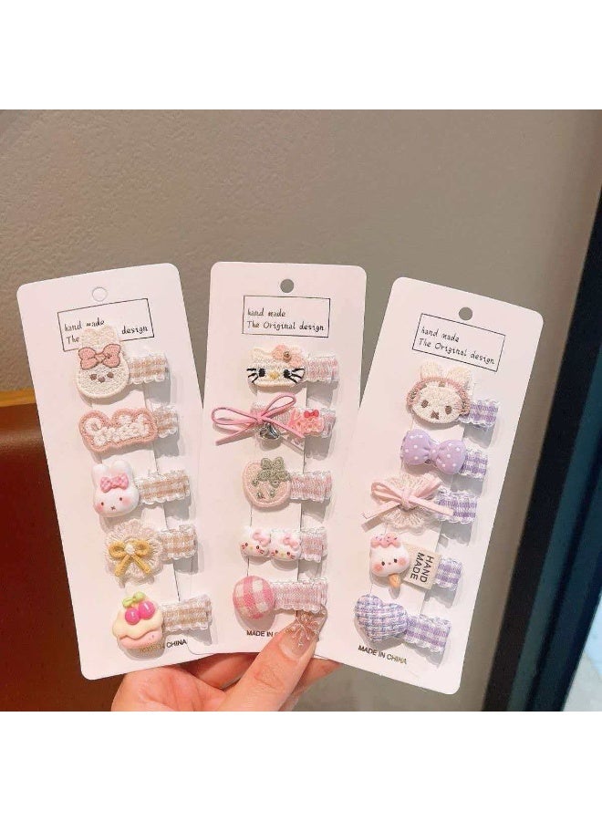 Kids' Cartoon Fabric Hair Clips Set of 20, Cute Plaid Side Bang Pins for ToddlersKids' Cartoon Fabric Hair Clips Set of 20, Cute Plaid Side Bang Pins for Toddlersv - Image 2