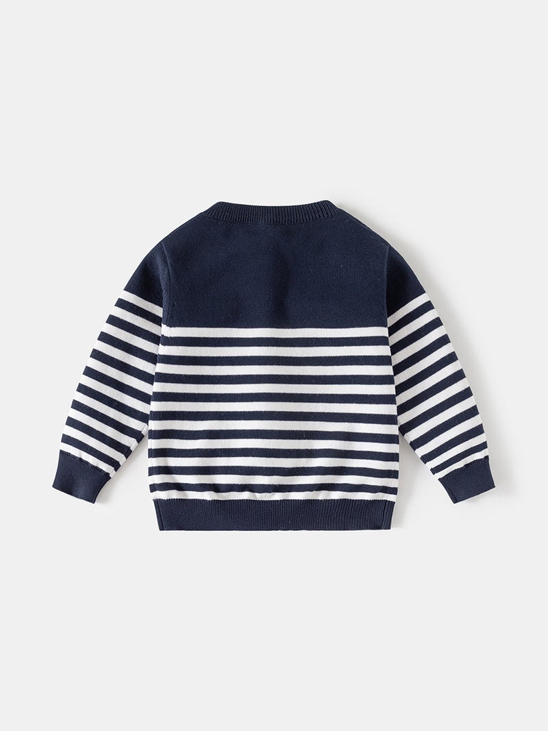 Boys' Jackets New Style Children'S Knitwear College Style Retro Versatile Fashion Cardigan Trendy Sweater - Image 3