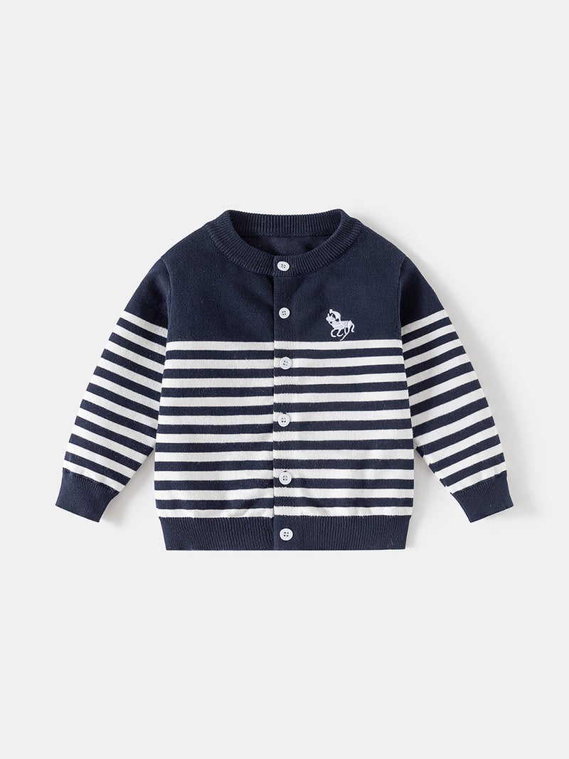 Boys' Jackets New Style Children'S Knitwear College Style Retro Versatile Fashion Cardigan Trendy Sweater - Image 2