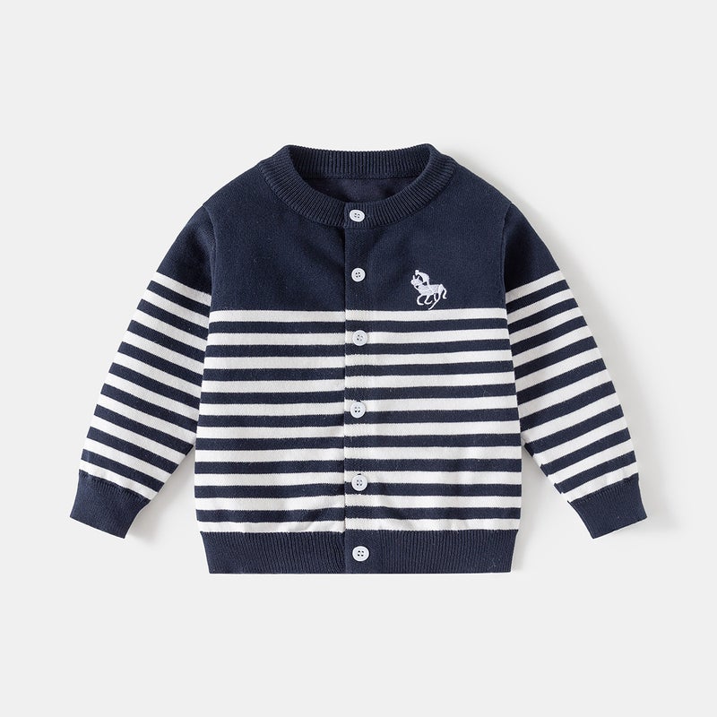 Boys' Jackets New Style Children'S Knitwear College Style Retro Versatile Fashion Cardigan Trendy Sweater - Image 1
