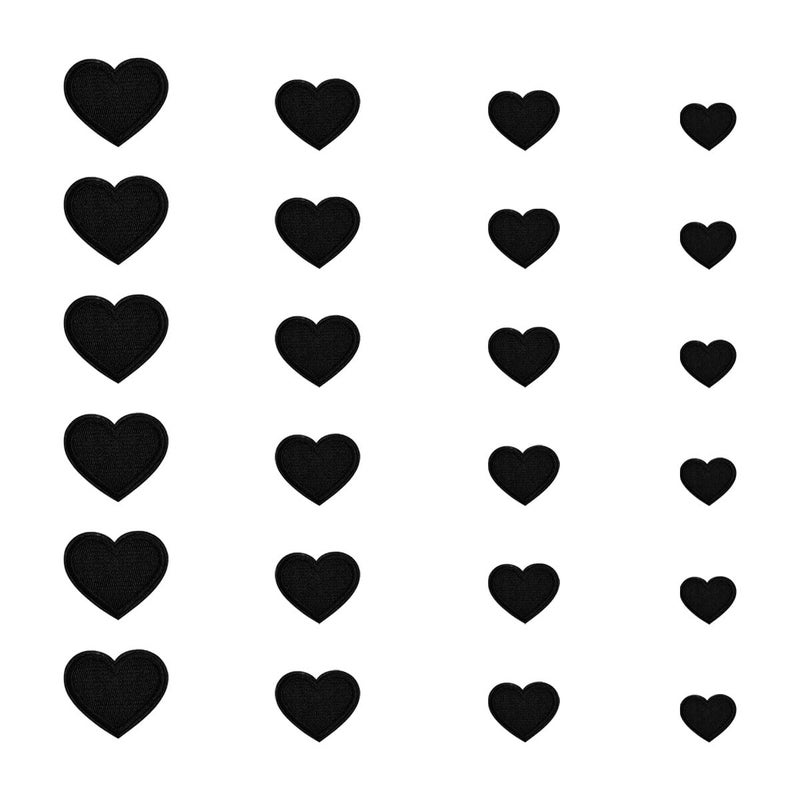 ZYYC 24 Black Heart Shape Iron on Patches Black Heart Patches Heart Shaped Iron On Patches
