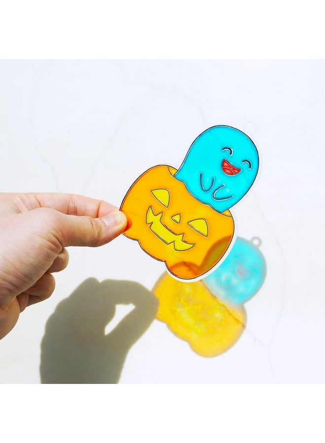 Winlyn 30 Sets Halloween Suncatchers Ornaments Decorations DIY Window Paint Art Suncatchers Halloween Craft Kits Jack-O'-Lantern Ghost Spider Sun Catchers for Kids Classroom Activities Art Project - Image 4