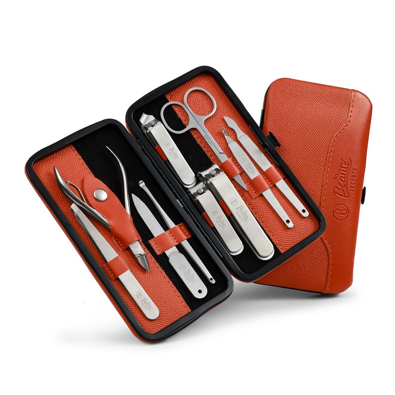 Beauté Secrets Beaut Secrets Premium Manicure Pedicure Kit 10Piece Nail Cutter Set with Nail Clippers Cuticle Trimmer Nail Filer Tweezers Beauty Scissors Grooming Tools Perfect Manicure Kit for Women Men - Image 1