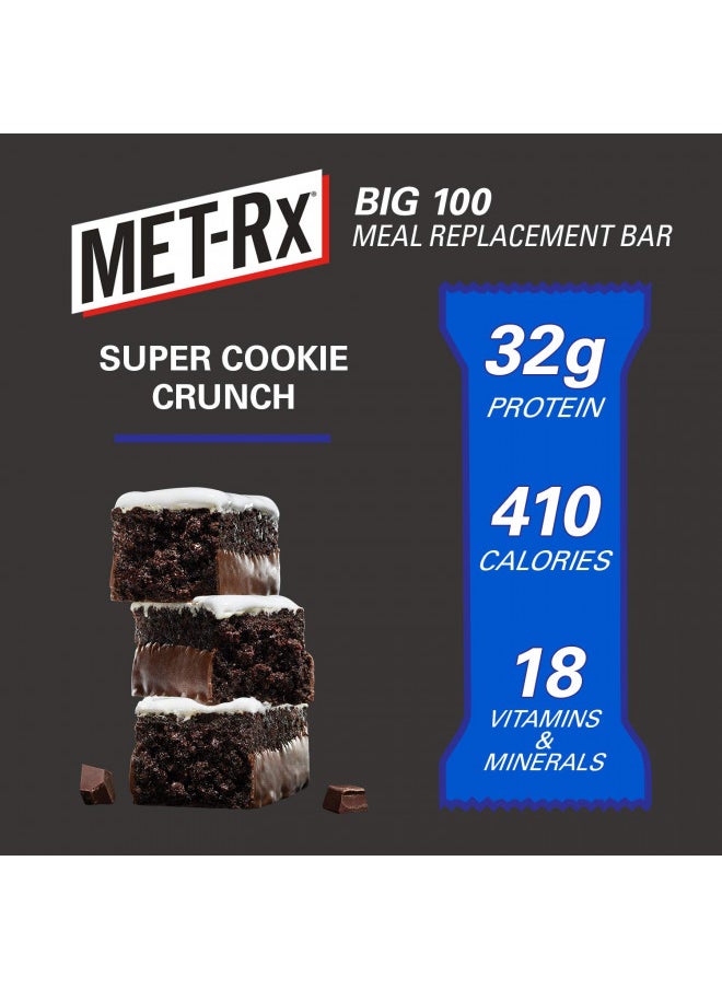 MET-Rx - MET-Rx Big 100 Protein Bar, Meal Replacement Bar, 32G Protein, Super Cookie Crunch, 3.52 Oz (Pack of 9) - Image 1
