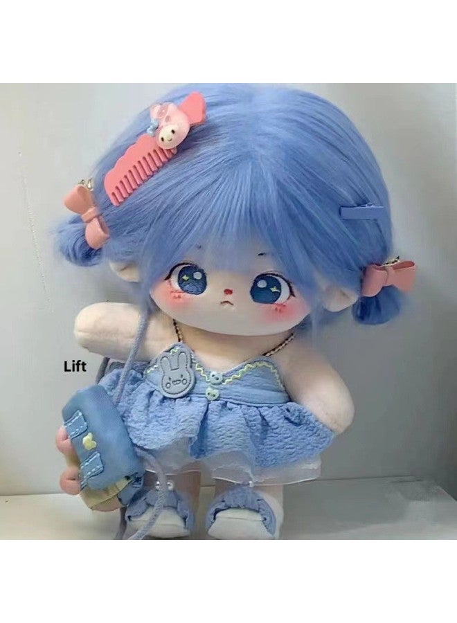 Buobao 20cm Cotton Doll Fried Hair Naked Doll Plush Toy Figure Doll Dress-up Doll Gift For Girls-Specifications:Wrong Treasure 20cm Without Skeleton-Color:Buobao + Hairstyle + Blue Elf Set (No Bag To Send Comb Rubber Tendon Conditioner)  - Image 1