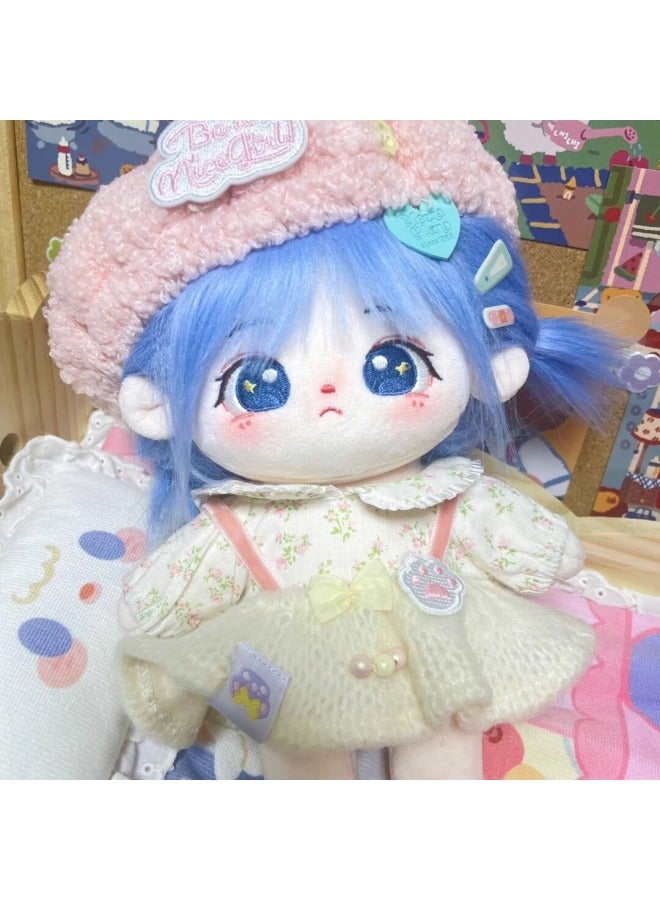 Buobao 20cm Cotton Doll Fried Hair Naked Doll Plush Toy Figure Doll Dress-up Doll Gift For Girls-Specifications:Wrong Treasure 20cm Without Skeleton-Color:Buobao + Hairstyle + Blue Elf Set (No Bag To Send Comb Rubber Tendon Conditioner)  - Image 3