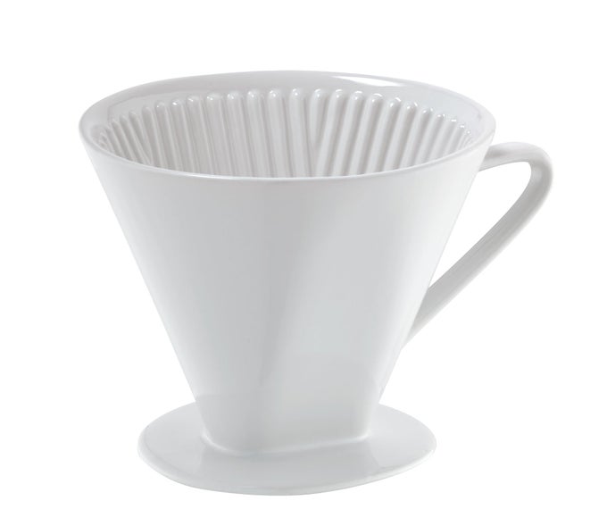 C105179 PORCELAIN COFFEE FILTERHOLDER POUROVER 6LARGE WHITE
