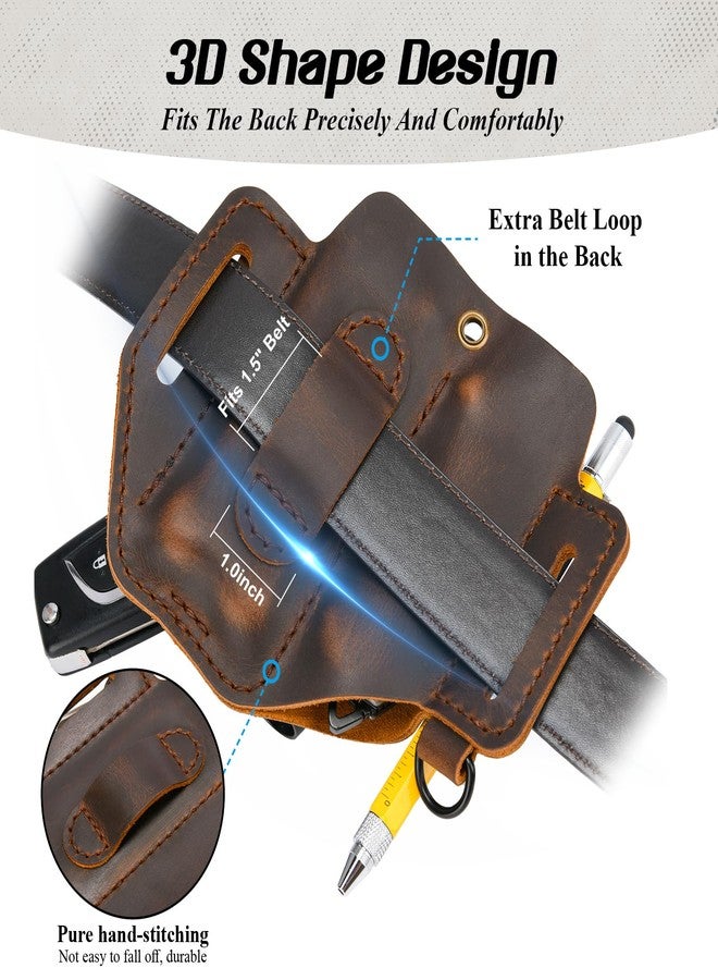 FI FLYHOMES FLYHOMES Premium Full-Grain Genuine Cowhide Leather Multitool Sheath | Handmade Stitched Belt Organizer for Leatherman, Flashlight, Pen & EDC Tools | Multi-Tool Holster Pouch with Keychain Clip - Image 4