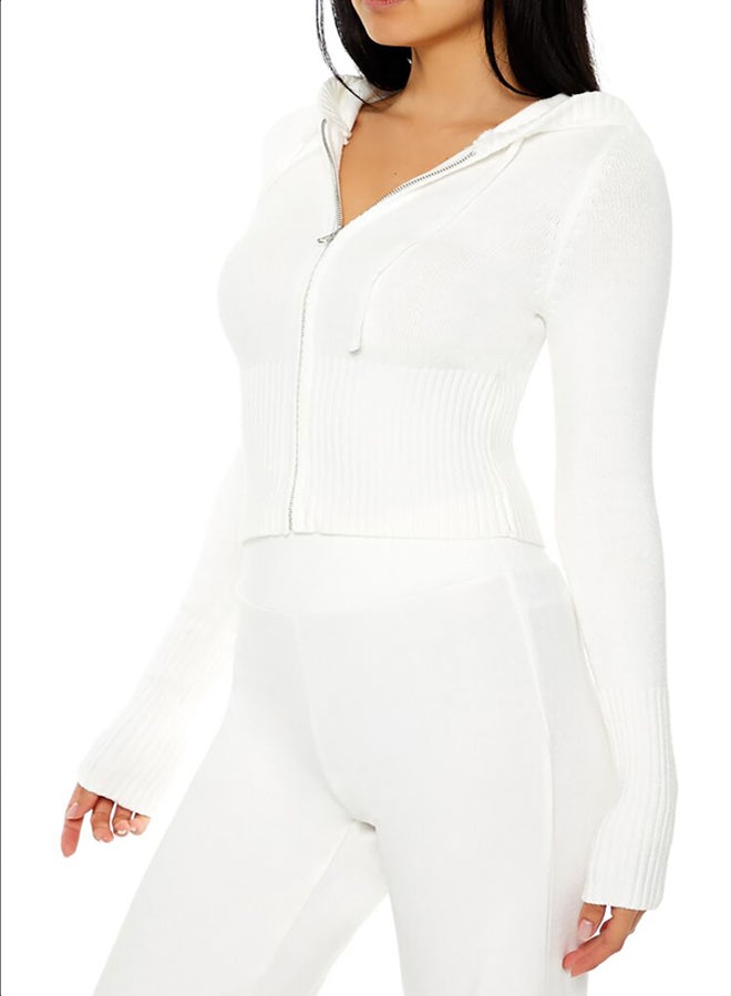 FOREVER 21 Hooded Cropped Zip-Up Sweater - Image 4