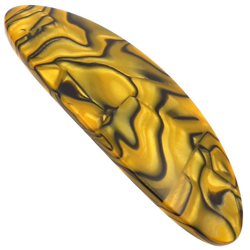 Camila Paris CP3139 French Hair Barrette Clip Handmade Oval Yellow Strong Hold Grip Hair Clips for Women No Slip Rubberized Metal Closure Durable Styling Girls Hair Accessories Made in France