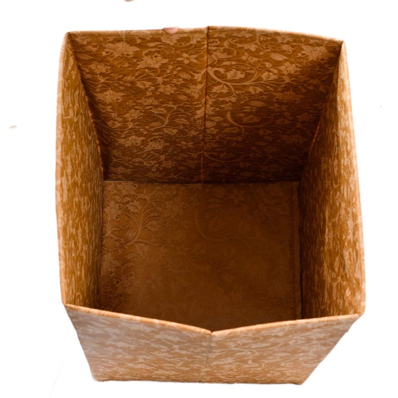 Kuber Industries Heart Home Metallic Flower Printed Non-Woven Foldable Large Laundry basket/Hamper With Handles (Brown)-HS43HEARTH25856 - Image 5