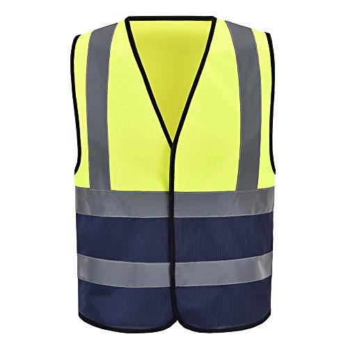 AYKRM 12 colour High visibility viz vest hi vis viz reflective safety vests for men (XS-8XL) (3X-Large, Yellow&Navy) - Image 1