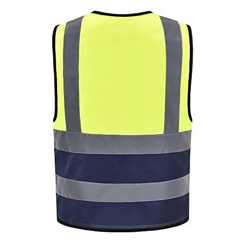 AYKRM 12 colour High visibility viz vest hi vis viz reflective safety vests for men (XS-8XL) (3X-Large, Yellow&Navy) - Image 3
