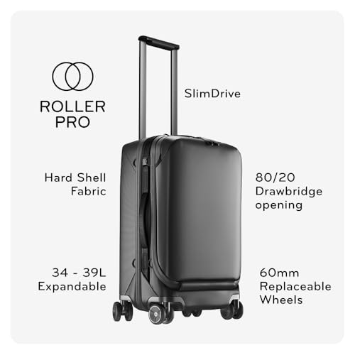 Peak Design Roller Pro CarryOn Sage Expandable Small Suitcase with Wheels Carbon Fiber Handle Drawbridge Opening Hybrid SoftHard Shell Custom Hardware Fits XL Camera Cube or Packing Cubes - Image 3