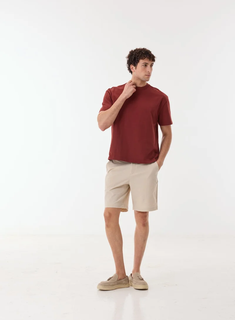 Ashita Fernandes  Draven Men’s Red Cotton Blend T-Shirt – Relaxed Fit, Round Neck, Lightweight Casual Wear for Men | Best Price UAE