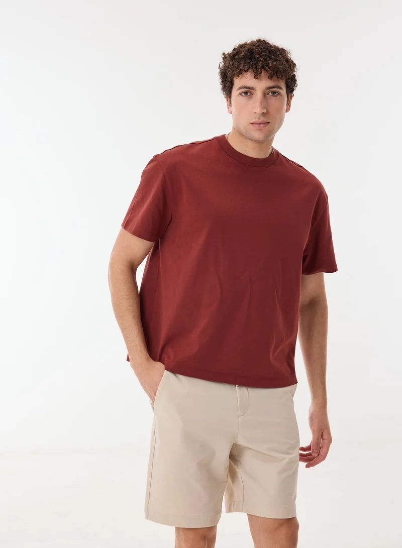 Ashita Fernandes  Draven Men’s Red Cotton Blend T-Shirt – Relaxed Fit, Round Neck, Lightweight Casual Wear for Men | Best Price UAE