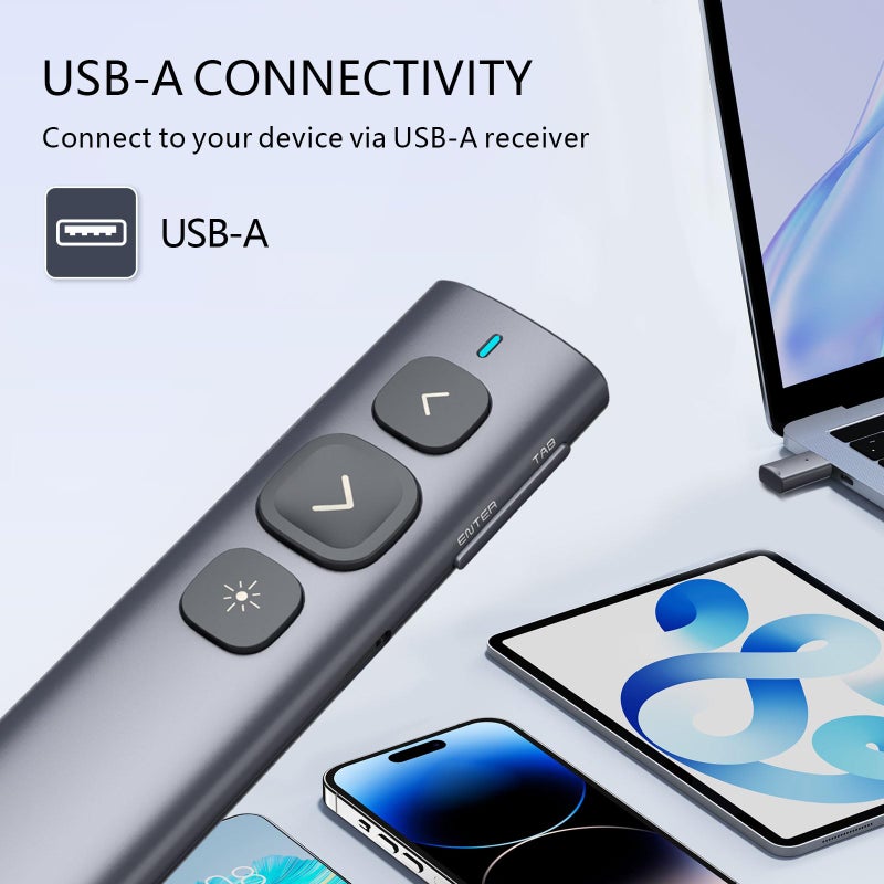 Norwii N95 Presentation Clicker, PowerPoint Clicker for Presentation Remote, Rechargeable Wireless Presenter Pointer, Slide Advancer for PC/Laptop/e-Book in Classroom, Auditorium, Church (Green,USB-A) - Image 2