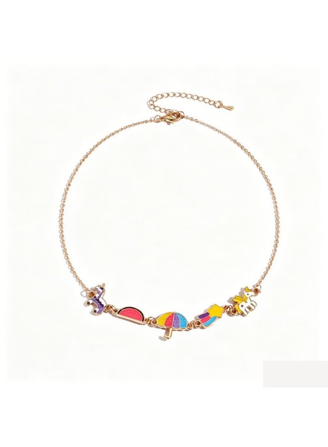 Fashion Children's Alloy Necklace Colorful Accessory for Girls - Image 1