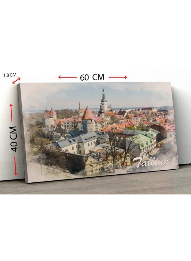 Home Gallery Canvas Wall Art, Abstract Framed Portrait of Old Town in summer, Estonia - Image 4