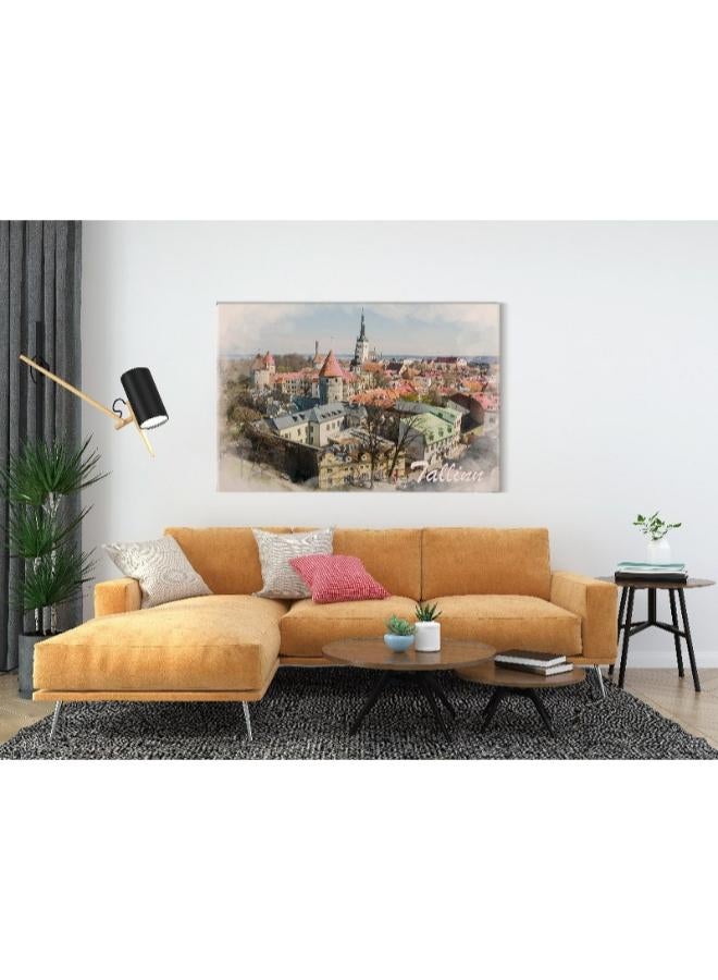 Home Gallery Canvas Wall Art, Abstract Framed Portrait of Old Town in summer, Estonia - Image 5
