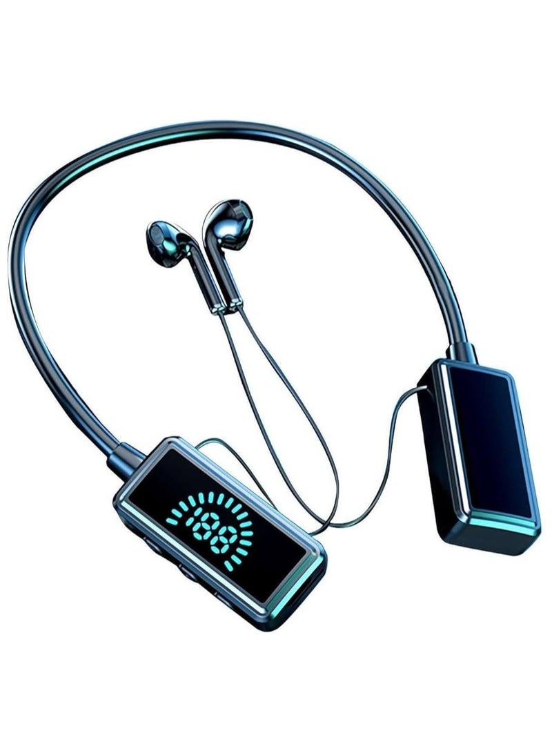 KIN KL50 Bluetooth Neckband Earphones 48H Playtime With LED Display TF Card Slot Multi Functional Button Control Green - Image 2