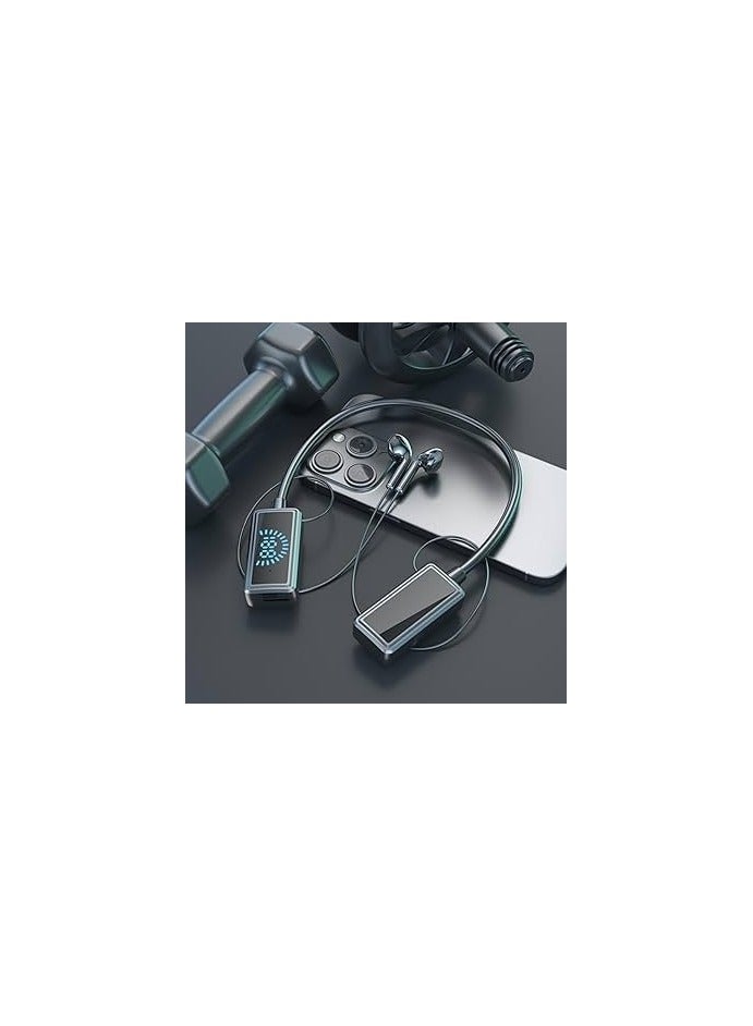 KIN KL50 Bluetooth Neckband Earphones 48H Playtime With LED Display TF Card Slot Multi Functional Button Control Green - Image 3