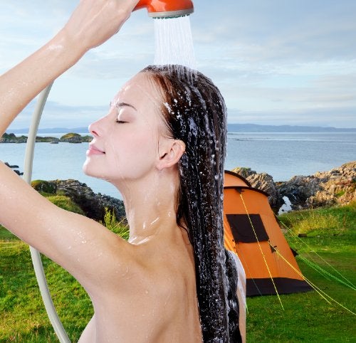 Ivation Portable Outdoor Shower, Battery Powered - Compact Handheld Rechargeable Camping Showerhead - Pumps Water from Bucket Into Steady, Gentle Shower Stream - Image 2