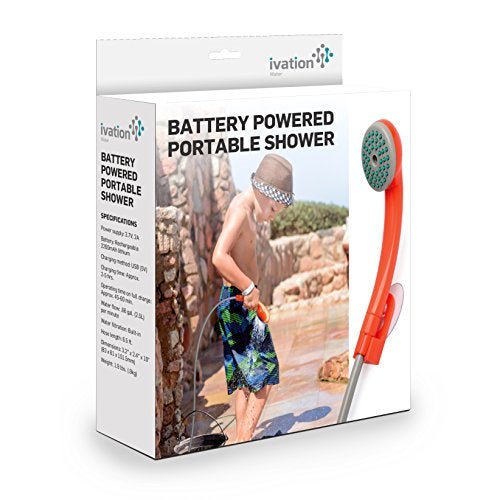 Ivation Portable Outdoor Shower, Battery Powered - Compact Handheld Rechargeable Camping Showerhead - Pumps Water from Bucket Into Steady, Gentle Shower Stream - Image 4