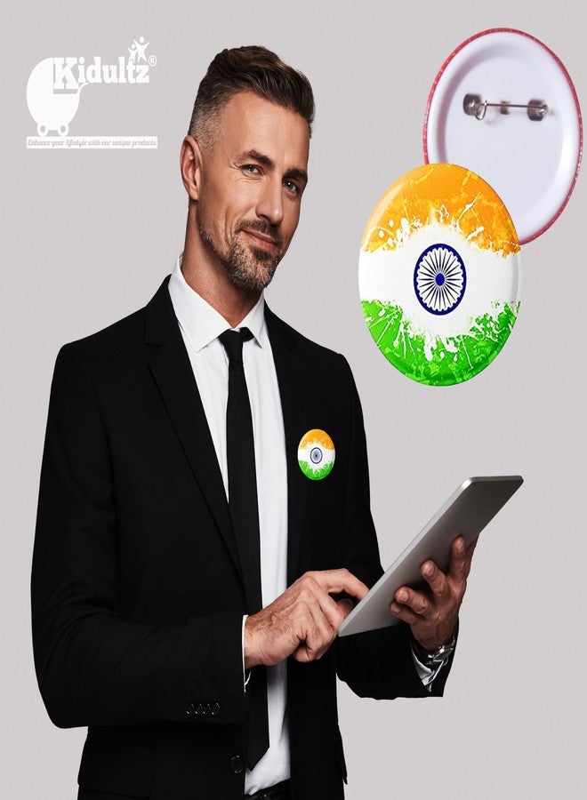 كيدولتز شارة علم الهند الوطني ثلاثي الألوان من Kidiultz® - مقاس 58 مم و 44 مم - عبوة من 10 قطع (58 مم) - Image 3