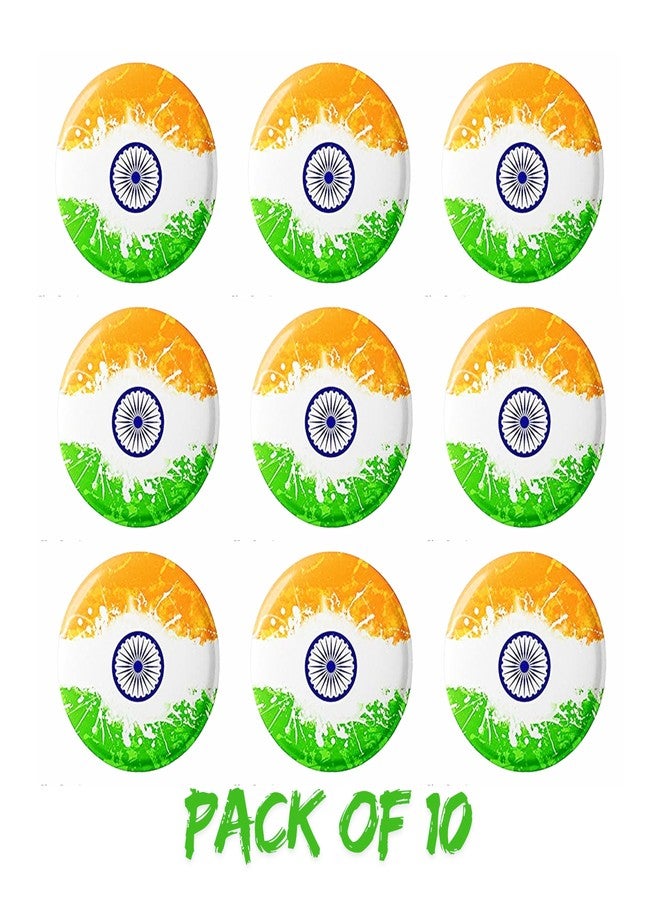 كيدولتز شارة علم الهند الوطني ثلاثي الألوان من Kidiultz® - مقاس 58 مم و 44 مم - عبوة من 10 قطع (58 مم) - Image 2