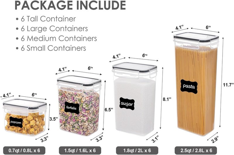 Vtopmart Airtight Food Storage Containers, 24-Piece Set for Cereal, Spaghetti & More - Image 3