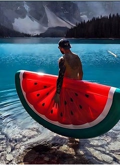 GROIC Watermelon Pool Floats, Large Water Inflatable Float for Swimming with Step on the inflator, Summer Toys, Party Supplies  - Image 4