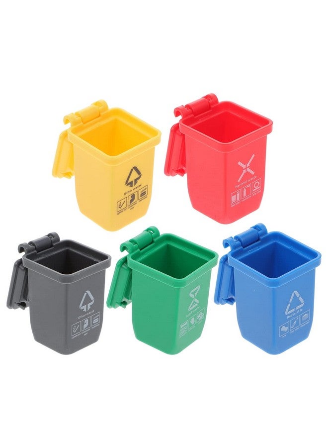 STOBOK دلاء قمامة مصغرة 5 قطع مع أغطية مفتوحة نموذج سلة قمامة صغيرة للأطفال والرضع لمقياس 1: 12 لبيت الدمى مشهد الحياة - Image 2