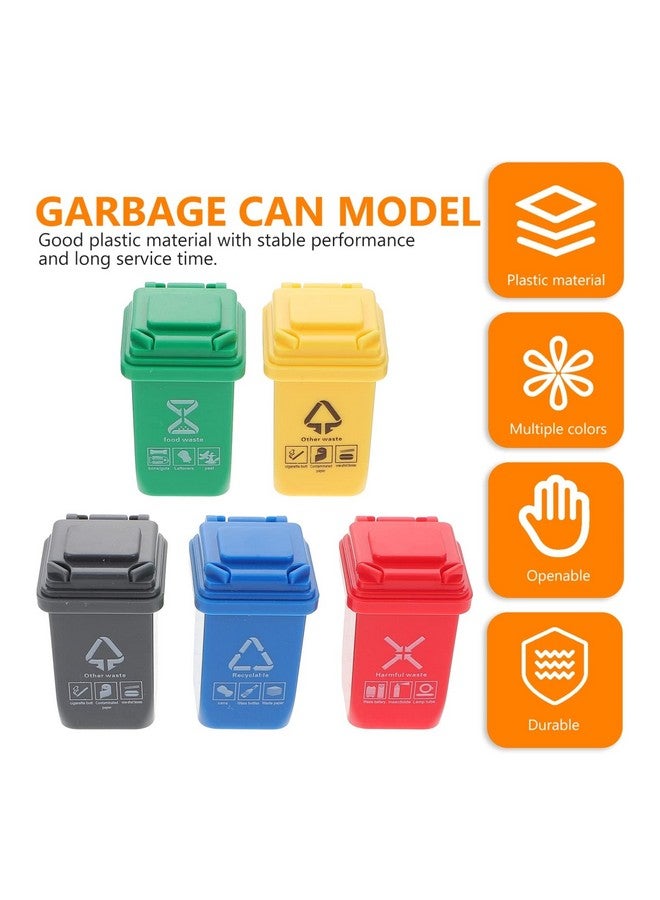 STOBOK دلاء قمامة مصغرة 5 قطع مع أغطية مفتوحة نموذج سلة قمامة صغيرة للأطفال والرضع لمقياس 1: 12 لبيت الدمى مشهد الحياة - Image 3