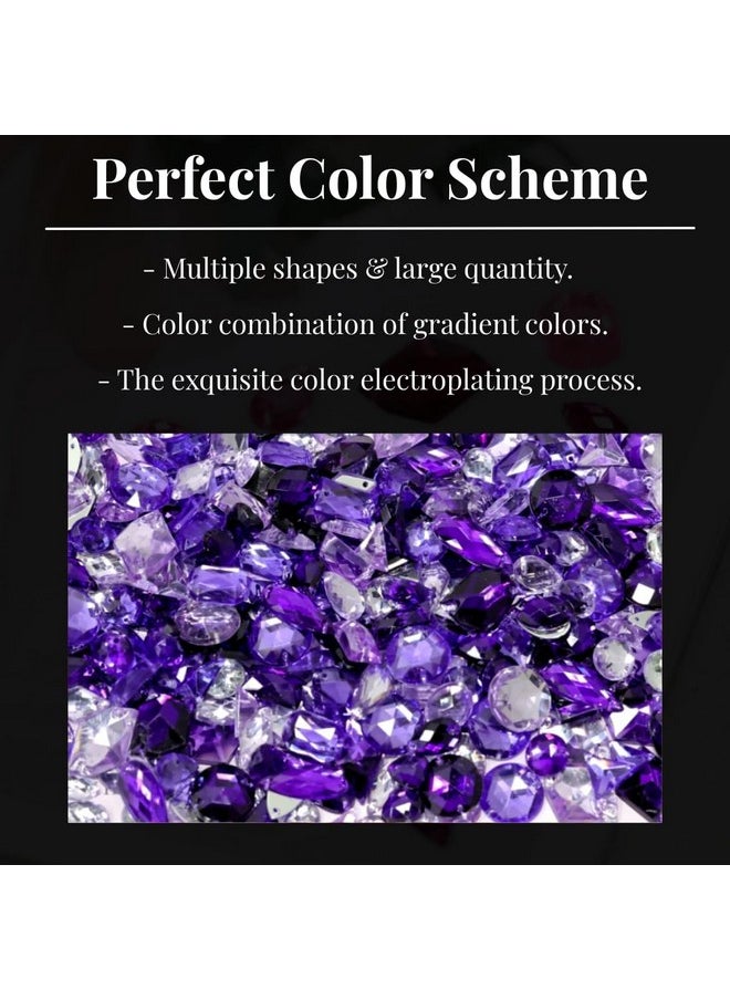 Umillars - 960 Pieces Gradient 3 Colors Sew On Rhinestones Kit Flatback Mixed Shape Acrylic Sewing Crystal Rhinestones Gems For Crafts Diy Clothes Shoes Dress Jewelry Making (Purple Series) - Image 1