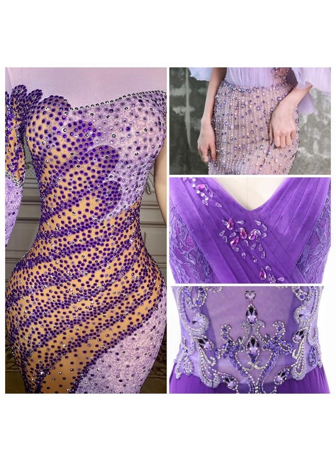Umillars - 960 Pieces Gradient 3 Colors Sew On Rhinestones Kit Flatback Mixed Shape Acrylic Sewing Crystal Rhinestones Gems For Crafts Diy Clothes Shoes Dress Jewelry Making (Purple Series) - Image 1