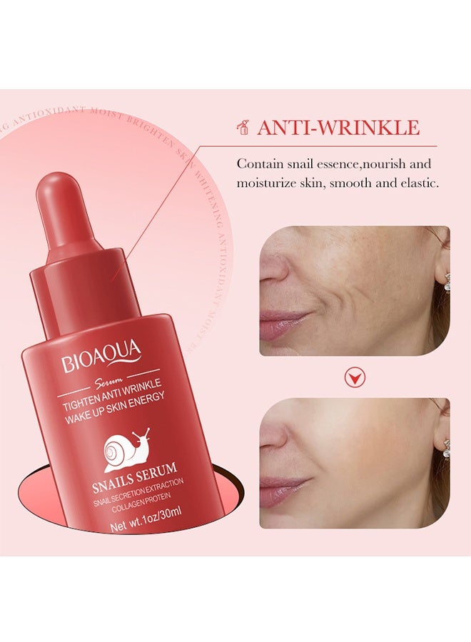 بيو أكوا مصل الحلزون ، مصل الوجه ، بروتين الكولاجين المغذي للبشرة ، مضاد للتجاعيد ترطيب العناية ببشرة الوجه الناعم 30 مل - Image 4