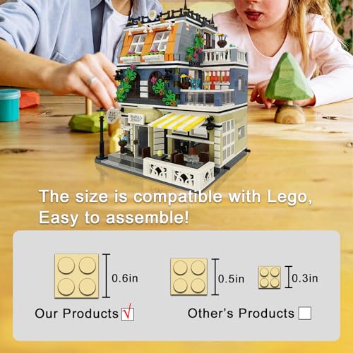 ENJBRICK Garden Hotel Assembly Square Building kit,Modular House Building Blocks Model Set for Teens and Adults.Collectible Display Toy Building Set 1284 PCS - Image 3