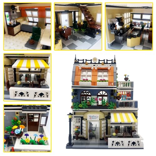 ENJBRICK Garden Hotel Assembly Square Building kit,Modular House Building Blocks Model Set for Teens and Adults.Collectible Display Toy Building Set 1284 PCS - Image 5