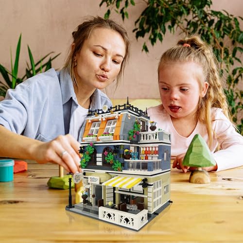 ENJBRICK Garden Hotel Assembly Square Building kit,Modular House Building Blocks Model Set for Teens and Adults.Collectible Display Toy Building Set 1284 PCS - Image 2