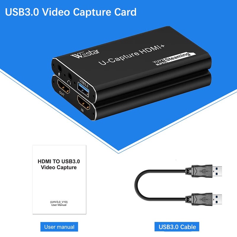 Wiistar Video Game Capture Card 1080P60fps HDMI to USB 3.0 Live Streaming Video Audio Capture Device with HDMI Loopout Game Recording for Windows Mac OS Linus - Image 3