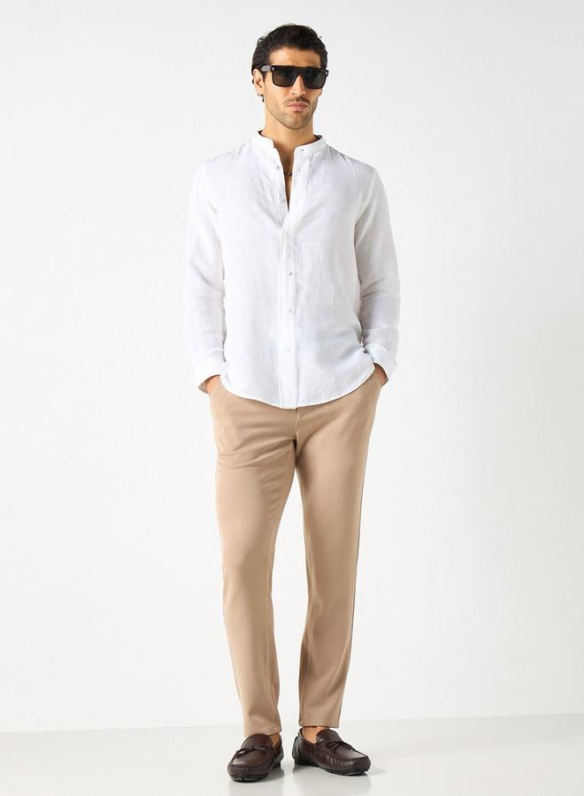 ايكونيك قميص سادة بياقة ماندارين وأكمام طويلة من آيكونيك - Image 2