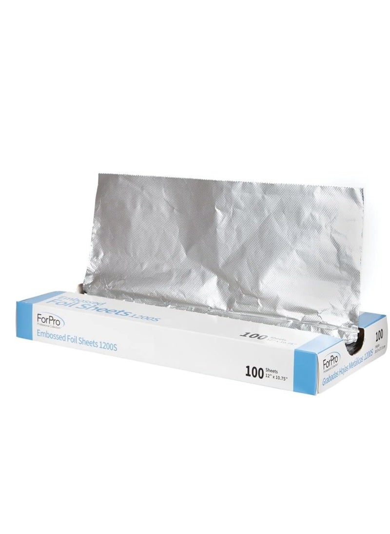 ForPro Professional Collection ForPro Professional Collection Embossed Foil Sheets 1200S, Aluminum Foil, Pop-Up Dispenser, for Hair Color Application and Highlighting Services, Food Safe, 12” W x 10.75” L, 100-Count  - Image 1